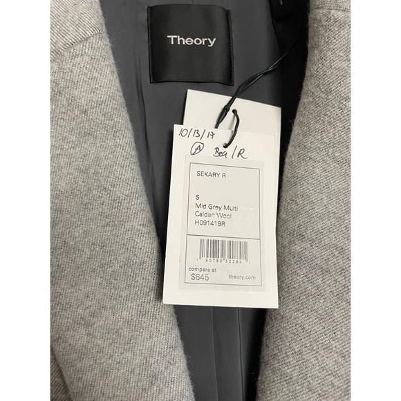 NWT New $645 Theory Mid Grey Multi Calden Wool Coat Size S - Picture 7 of 11